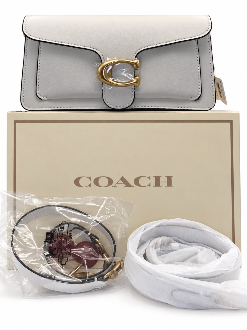 Coach White Leather Crossbody with Gold 'C' Accent